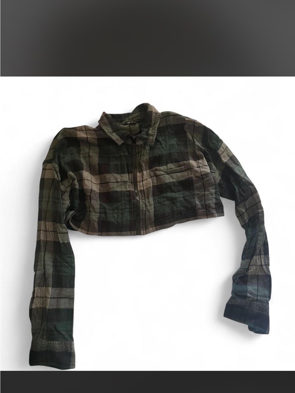 forever 21 Cropped Plaid top in Dark Green